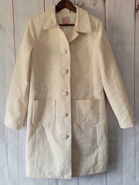 Old Navy Women’s L Button Down Blazer Medium Length Dress Coat Jacket, Cream